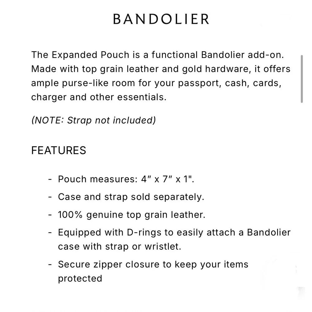 Bandolier Red Pebble Leather Expanded Pouch Gold Hardware Zip Top